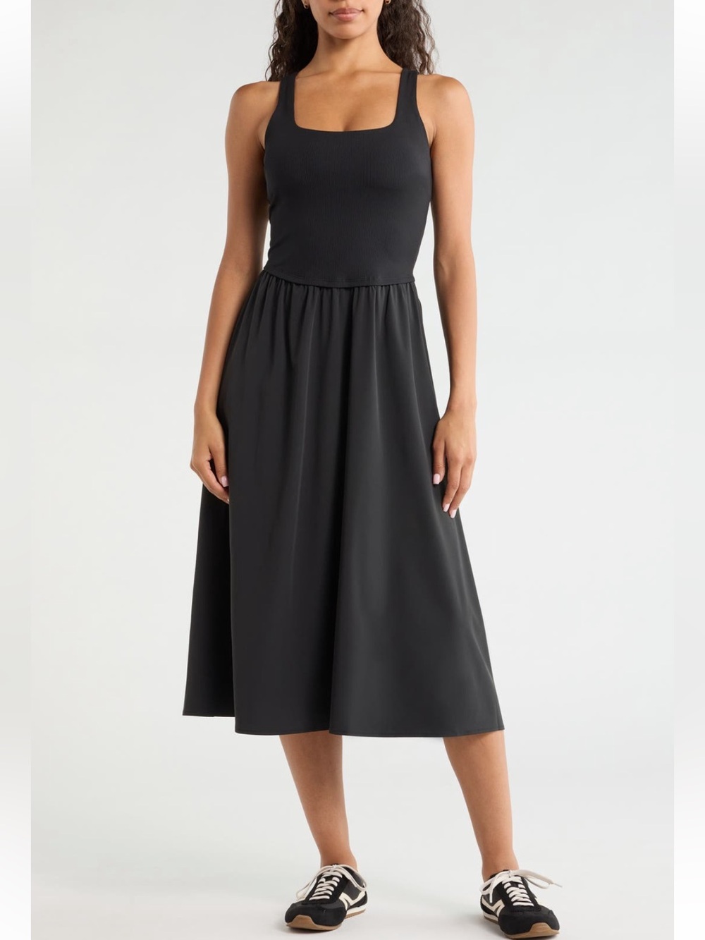 Zella Black Effortless Hybrid Racerback Midi Dress